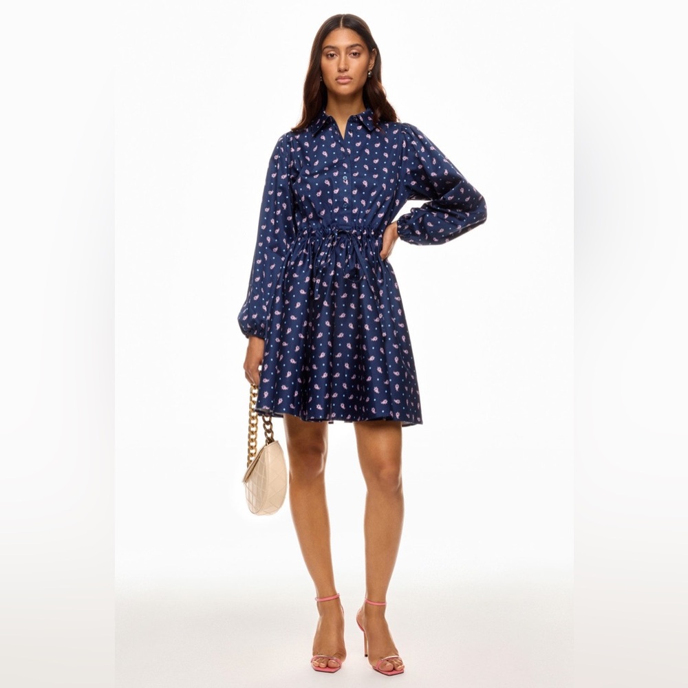 Kate Spade Navy Blue Patterned Long Sleeve Dress